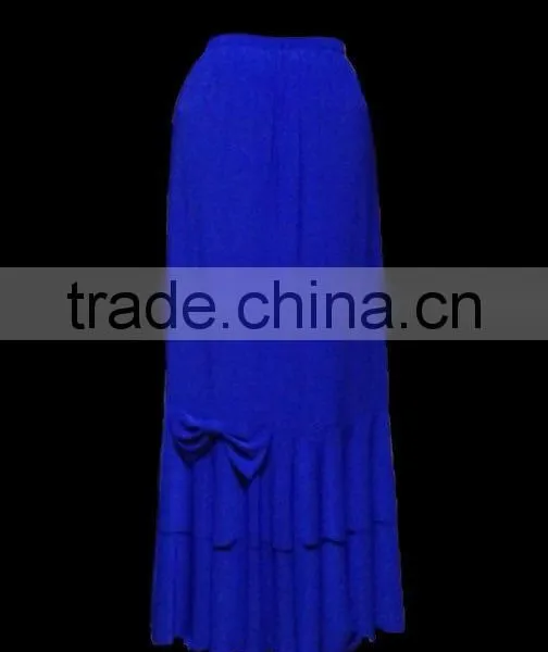 China Manufacturer Summer Bow Ruffle Spandex Tiers Maxi Skirt photo-4