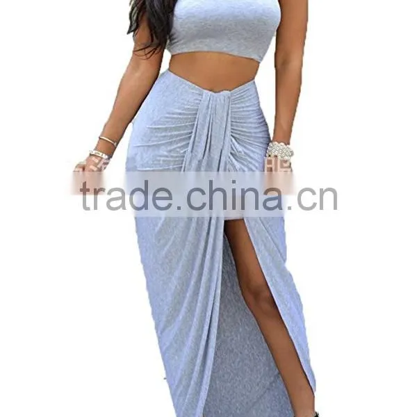 Pictures of Long Skirts and Tops for Women's Sexy 2 Pieces Tank Tops Bodycon Maxi Skirt photo-3