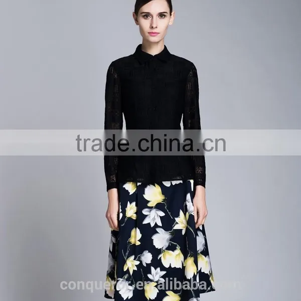 Spring Season Ladies Long Sleeve Elegant Lace Shirt photo-3