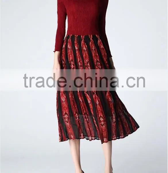 Latest Design Spring Lady Pleated Bohemia Long Dress photo-4