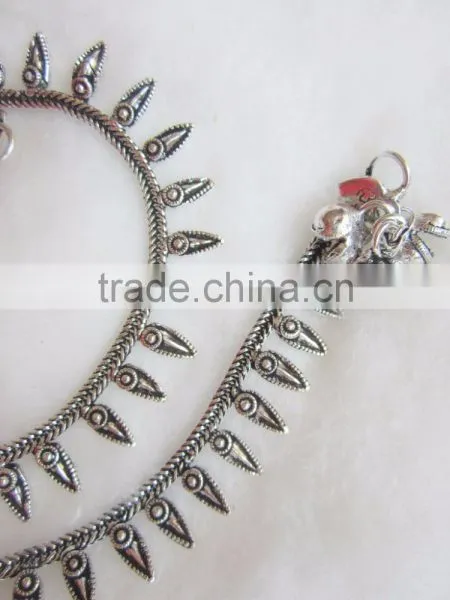 Anklets Oxidized Silver Tone Payal photo-2