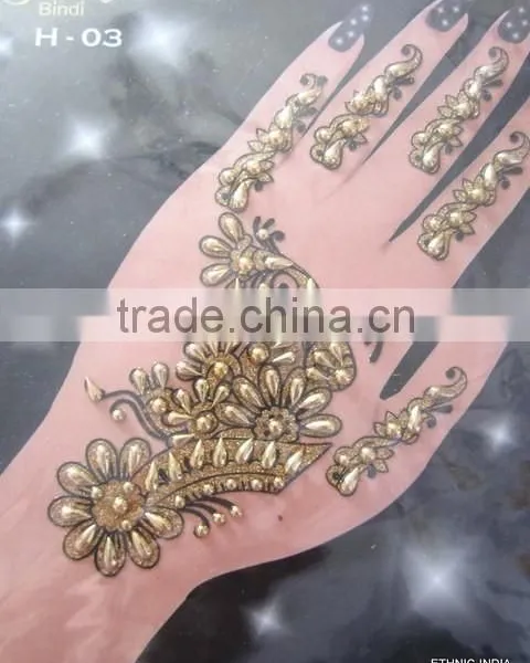 Gold Tattoo Glitter Sticker Hand photo-5