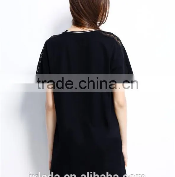 Fashion Women's Contracted Front Plastisol Printing Letters Embroidery Short Sleeve Longline T-shirt photo-6