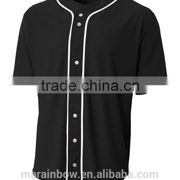 Mens Short Sleeve Full Button Baseball Top Blank Mesh Baseball Jerseys Grey/Black Plain Polyester Dry Fit Baseball Jersey photo-2