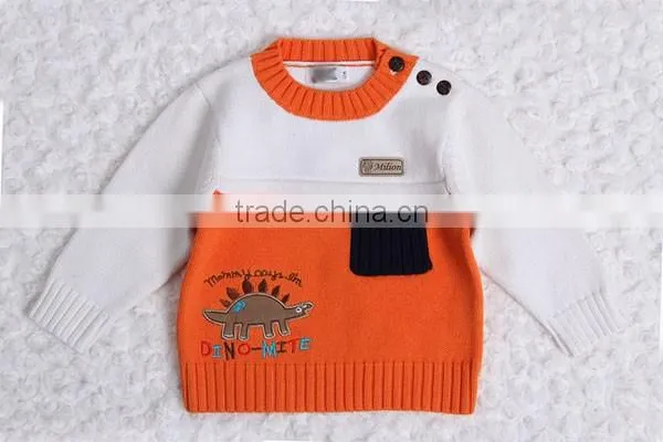 Dinosaur Design Baby Pullover Modern Patchwork Knitting Sweater photo-4