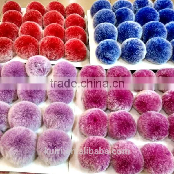 Fashion Charm Genuine Rex Rabbit Fur Pom Pom for Keychain/ Handbag Pendant - Red Frosted photo-2