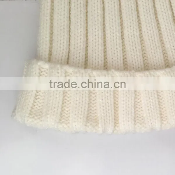 Myfur 2016 Pure White Hot Sale Winter Hat With Removable Genuine Fox Body Fur Bobble photo-4