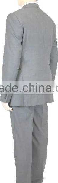 NAAMS MEN'S WOOL 2 BUTTON 2 VENT SLIM FIT SUIT JACKET FLAT FRONT PANT GREY photo-3