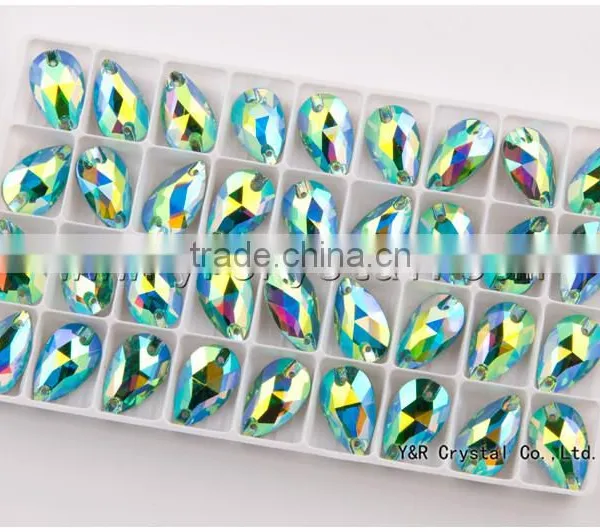 Teardrop Sew on Flat Back Sew on Rhinestones Beads for Wedding Dress photo-4