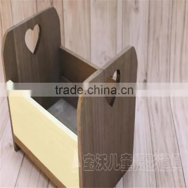 Wood Stain Bed Newborn Posing Crate Bed Baby Wooden Deep Box Photography Props photo-5