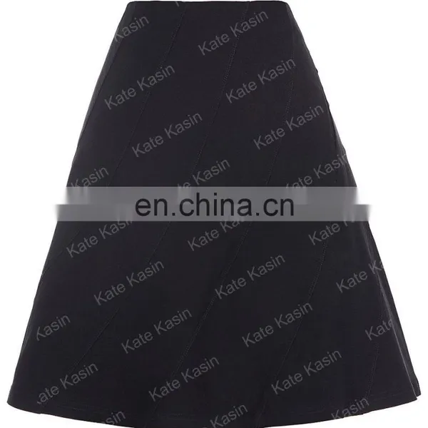 Kate Kasin Multi Panel Scallop Seam High Stretchy A-Line Skirt KK000291-1 photo-3
