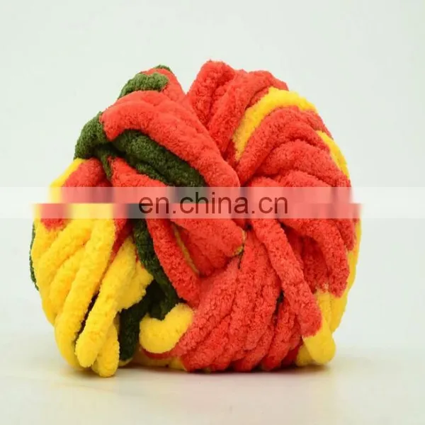MIX COLOR Knit Vegan Yarn 100% Polyester Chenille Yarn Super Chunky Velvet Big Crochet Yarn photo-2