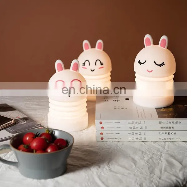 New Design Baby Bedside Silicone Light 7 Colors Changing Tap Bunny Led Night Light photo-5