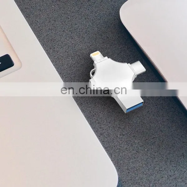 USB 2.0 Flash Drive Metal USB Memory Stick Drive FOUR Functions in One U Flash Disk for IPhone/iPad/android/PC photo-5