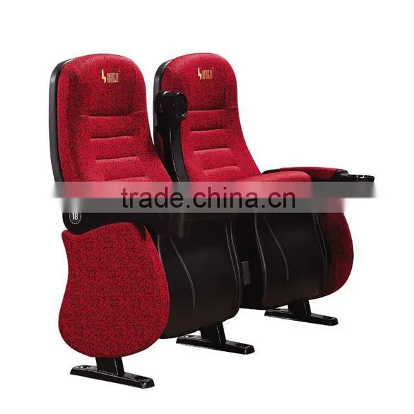 High Quality Theater Seating Cinema Seat Fabric Folding Chair With Cup Holder HJ95D-E photo-3