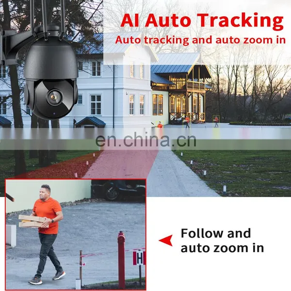 Outdoor 80m IR Video Home Security Camera Wifi PTZ IP Camera 1080P 5MP 30X Zoom 4G Two Way Audio AI Auto Tracking Wireless Cam photo-4