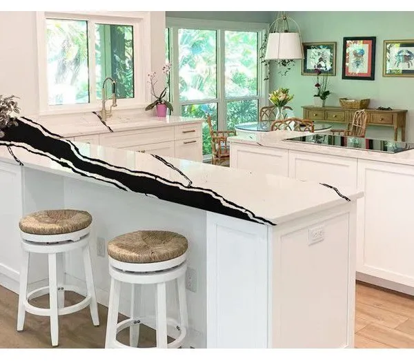 Code：1219，Calacatta Artificial Stone Quartz Slab Kitchen Countertops photo-3