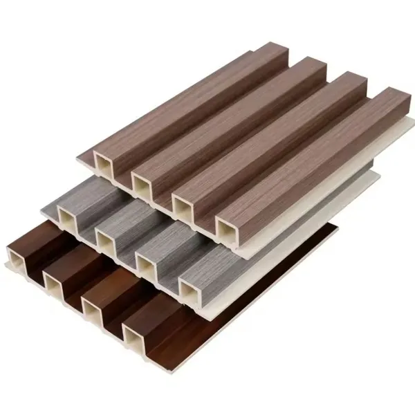 Wooden Grain PVC WPC Fluted Wall Panels For Decoration photo-3