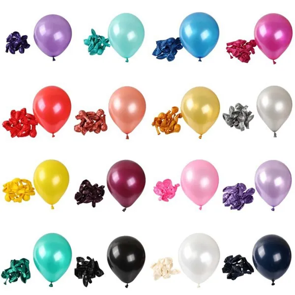 New100pcs 9 Inch Standard 1.8 g Round Multi Color Metallic Colour Helium Ballon Pearl Gold Silver Latex Balloon photo-4