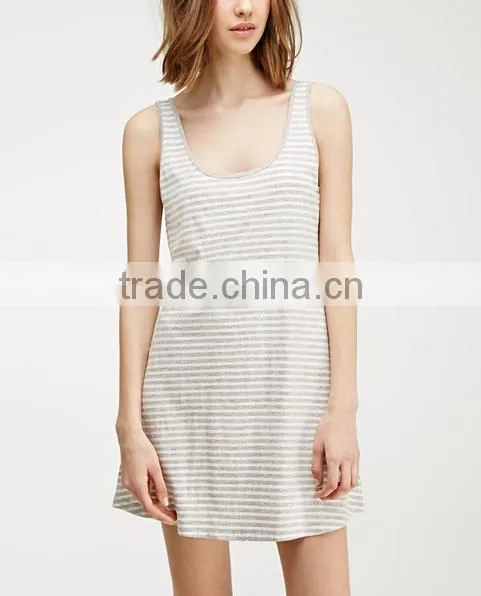 2015 China Manufacturer Customized the Latest Design Striped Scoop Back Dress photo-5