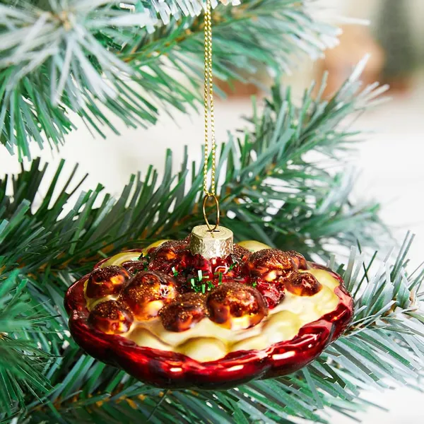 Wholesale Price Personalized Xmas Tree Hanging Decorations Custom Blown Glass Funny Pasta Food Meatballs Spaghetti Christmas Baubles Factory