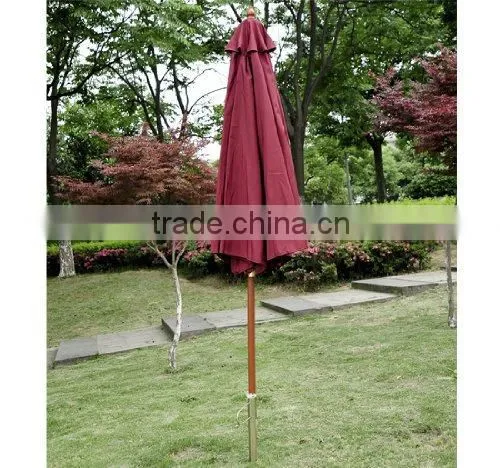 Top Quality Outdoor 9 Foot Light Wood Poly Garden Umbrella photo-5