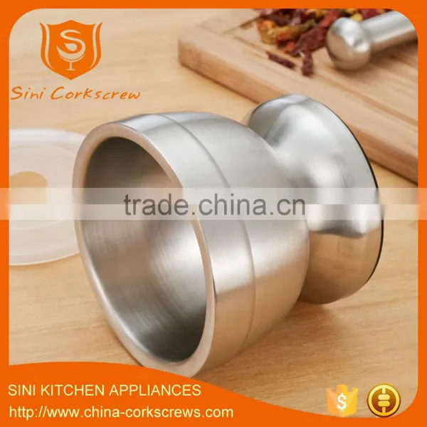 Stainless Steel Garlic Pugging Pot Garlic Pounder Crusher Mortar and Pestle Pedestal Bowl photo-5