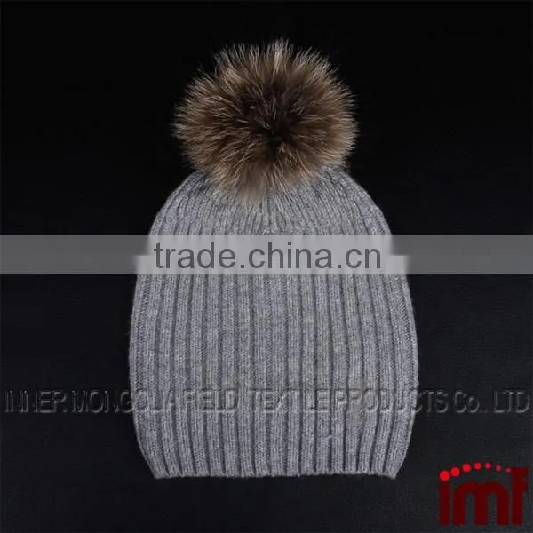 Fur Pom-Pom Cashmere Beanie Hat photo-2