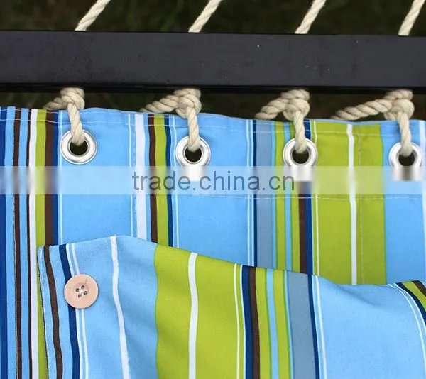 Hammock Quilted Fabric W/Pillow Double Size Spreader Bar Heavy Duty Stylish Blue photo-2