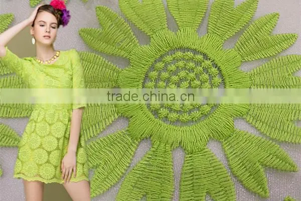 Embroidered Sunflower Organza Fabric African Polyester Lace Fabrics