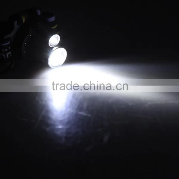 Double Tube Double Lights LED Headlamp Outdoor Headlight for Hiking Camping Night Fishing Riding Cycling by 3 * AA Batteries photo-3