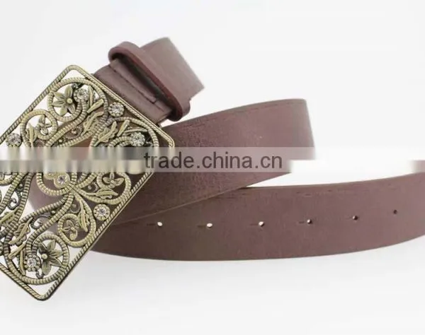 Hot Sale Vintage Style Women's Fashion PU Brand Belt With Shiny Rhinestone Square Shape Buckle photo-6