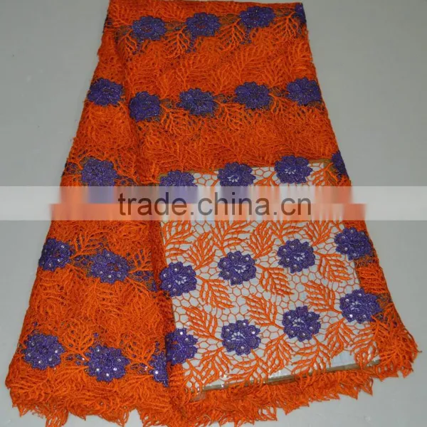 2015 New Fashion Lady Dress Nigeria Heavy Cord Lace Spangles Lace for Party Dress photo-5