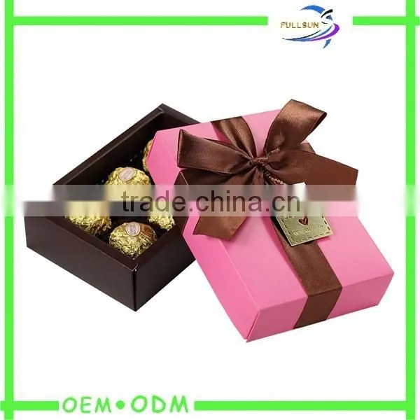 Wholesale Rectangular Gold Card Ribbon Bow Cardboard Chocolate Boxes