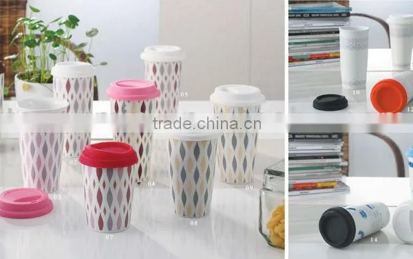 14OZ Porcelain Coffee Single/double Wall Mug With Silicon Lid Sublimation Mug photo-6