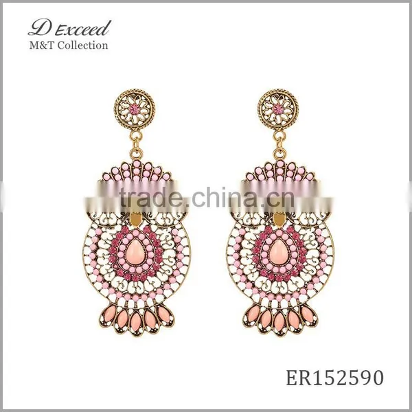 Wholesale Jewelry New Designs Ladies/Women's Ethnic Resin Beaded Earrings Owl Gold/Silver Plating Drop Earrings photo-6