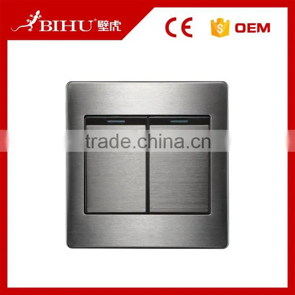 Selling Well All Over the World BIHU Metal Electric Wall Switch 2 Gang Switch photo-4