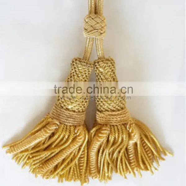 French Tassels Gold Bullion Metallic Fringe Caterpillar and Graduation Honor Cord | Spanish Tassels Gold | Uniform Tassels