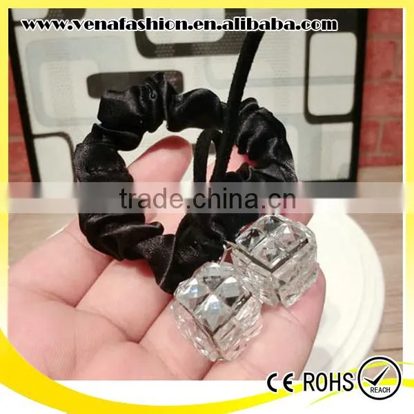Crystal Black Felt Materia Bow Hair Holder, Hair Tie Holder photo-3