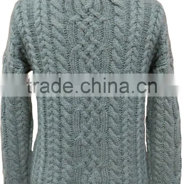 Mohair Like Acrylic,chunky,soft Hand Feeling,allover Cable With Beading,ladies' Pullover photo-2