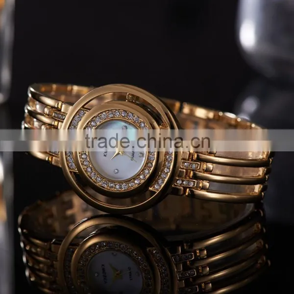Women Gold Watch Round Dial Stainless Steel Band Ladies Quartz Analog Display Clock For Women Girl Gifts/KY053 photo-2