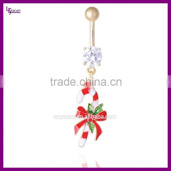 Wholesale Cheap Enamel Christmas Candy Navel Piercing Ring photo-3