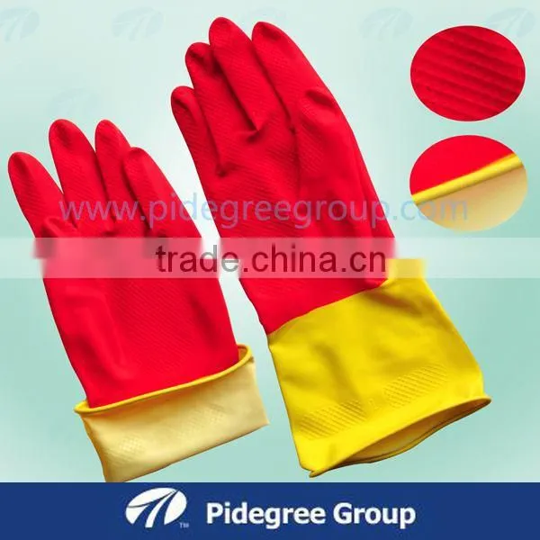 12" Flocklined Household Rubber Gloves / Rubber Household Gloves