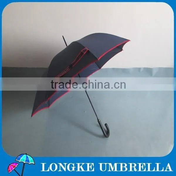 Pongee Fabrci Customer Design Navy Blue Color With Red Border 24" Straight Umbrella a