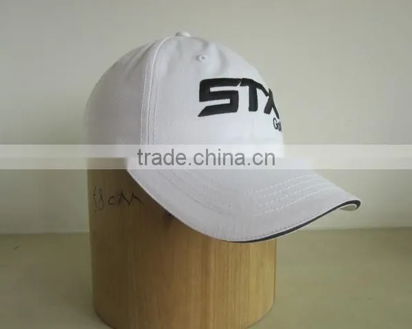 White Cotton Golf Caps Flat Embroidery Golf Cap Wholesale photo-3