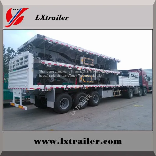 3 Axles 45Tons Flatbed Side Wall Full Cargo Trailer With Container Locks photo-5