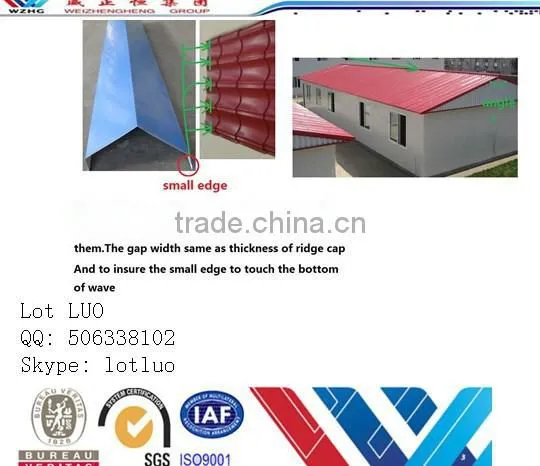 Color Steel Roof Sheets Ridge / Colour Painted Steel Sheet Roof Ridge Capping/coloured Steel and Galvanized Steel Roof Ridges photo-4