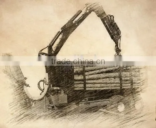 Forest Equipment Tractor Use Hydraulic Log Trailer Wood Trailer Timber Loading Trailer Log Wagon With Crane Grapple photo-3