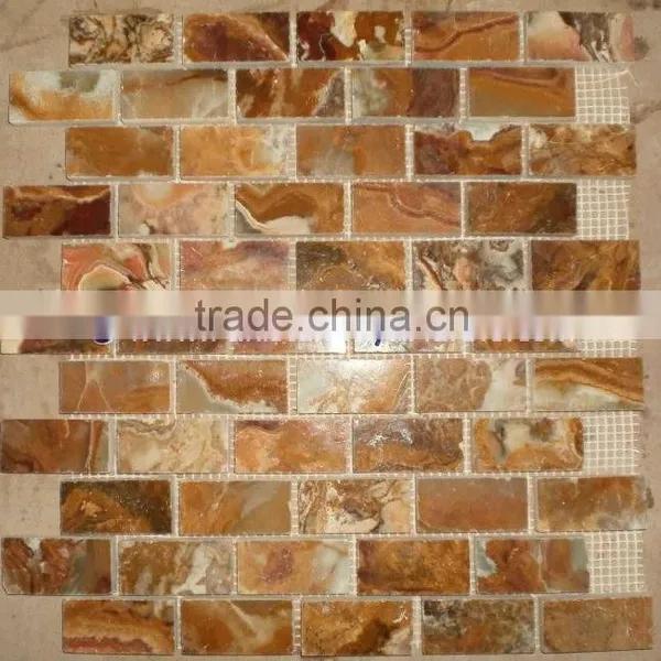 Free Sample for Most Popular BROWN GOLDEN ONYX MOSAIC TILES COLLECTIONS photo-5