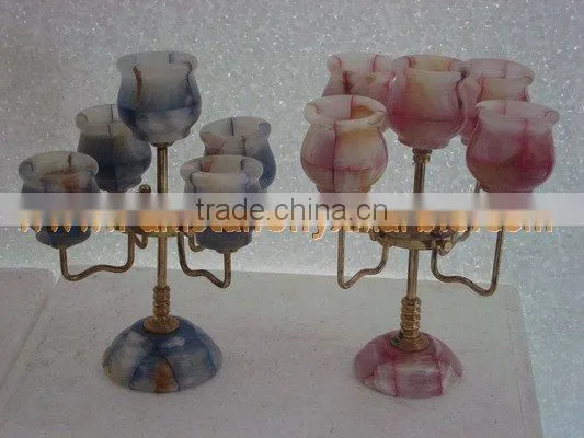 WholeSale 2017 New Design BEST POPULAR ONYX PATCH COLORED CANDLE HOLDERS STANDS photo-6